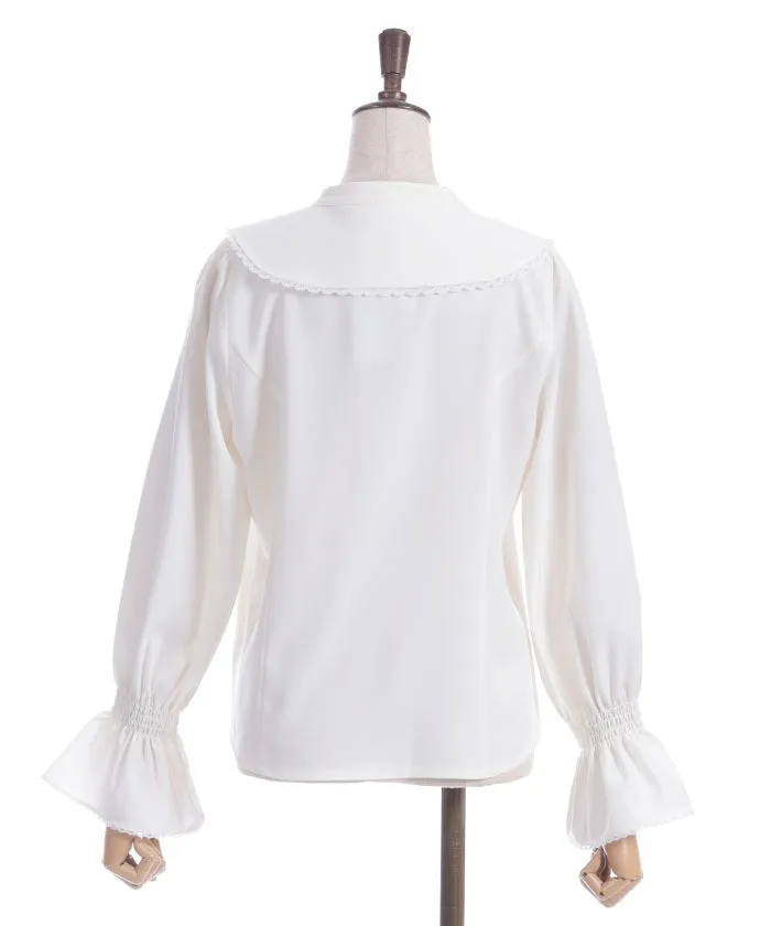 Rose Embroidery Big Collar Blouse