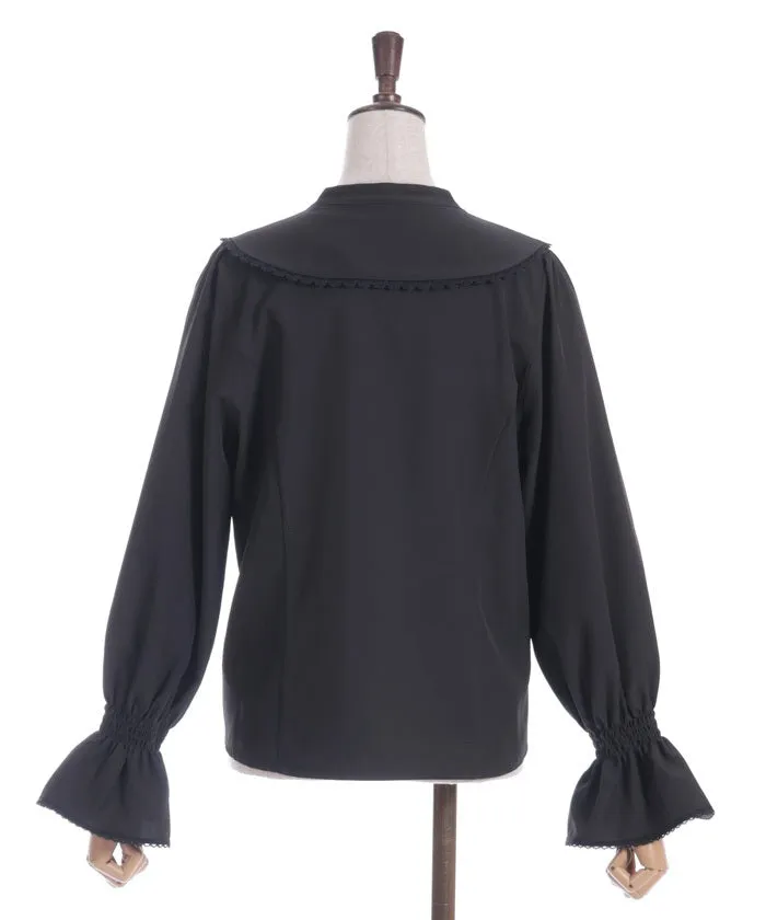 Rose Embroidery Big Collar Blouse