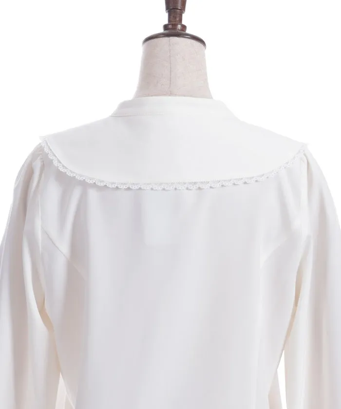 Rose Embroidery Big Collar Blouse