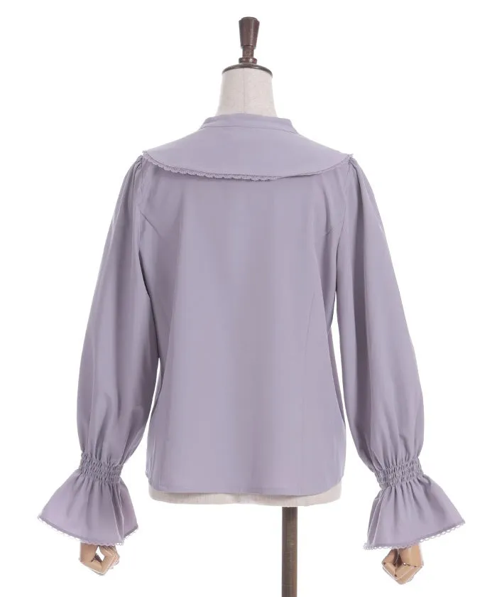 Rose Embroidery Big Collar Blouse