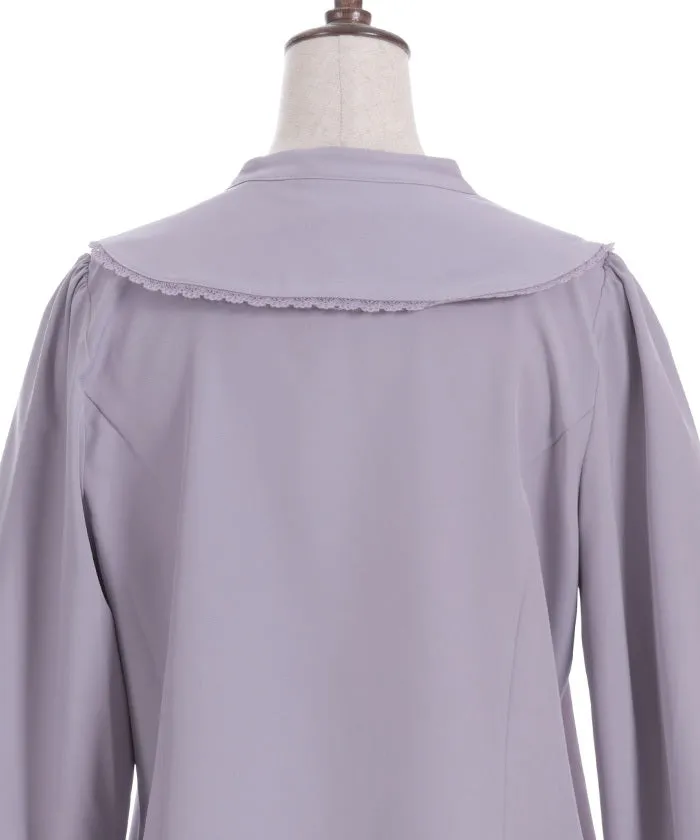 Rose Embroidery Big Collar Blouse