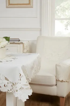 Rosie Embroidered Table Runner in Cream