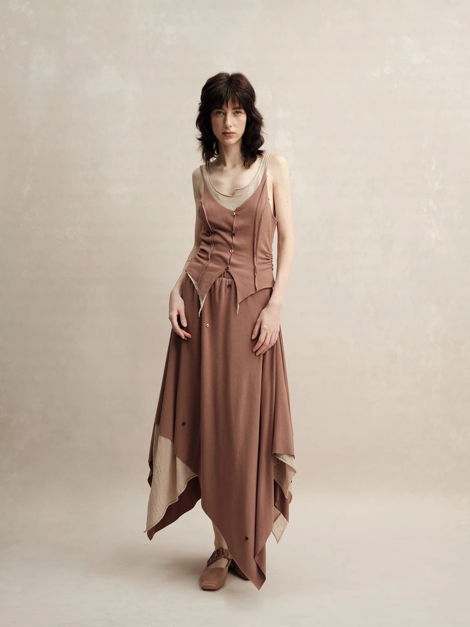 Salmon Knitted Maxi Skirt