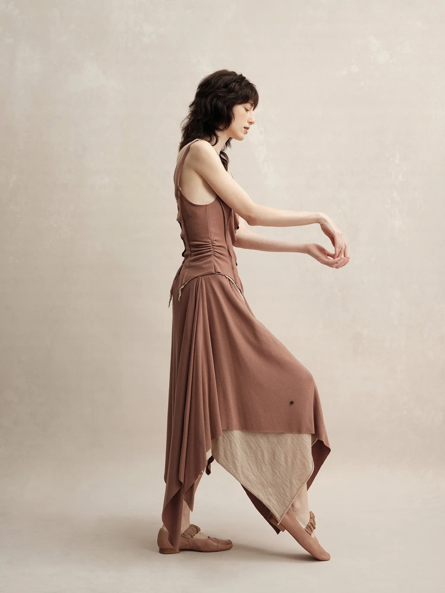 Salmon Knitted Maxi Skirt