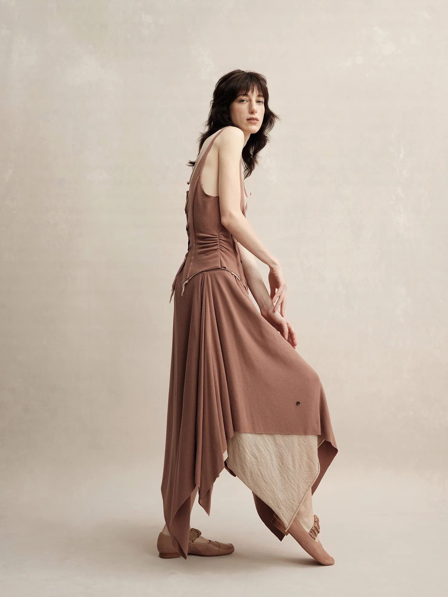 Salmon Knitted Maxi Skirt
