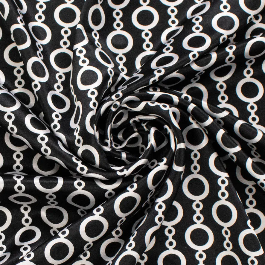 Satin Prints Design-210 White Circles on Black