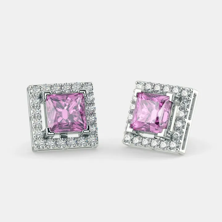 Serena Pink Sapphire Studs 925 Silver