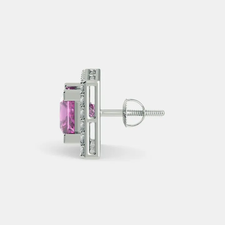 Serena Pink Sapphire Studs 925 Silver