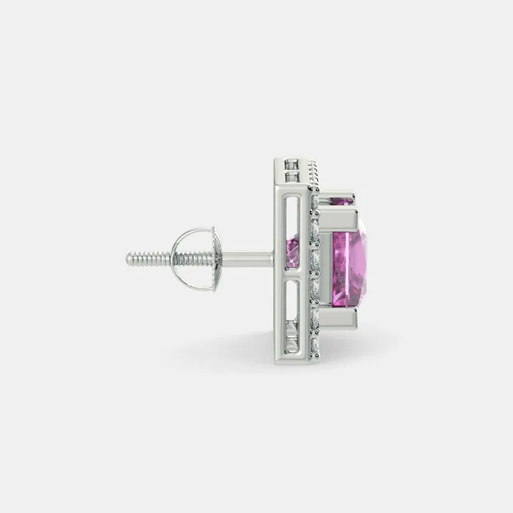 Serena Pink Sapphire Studs 925 Silver