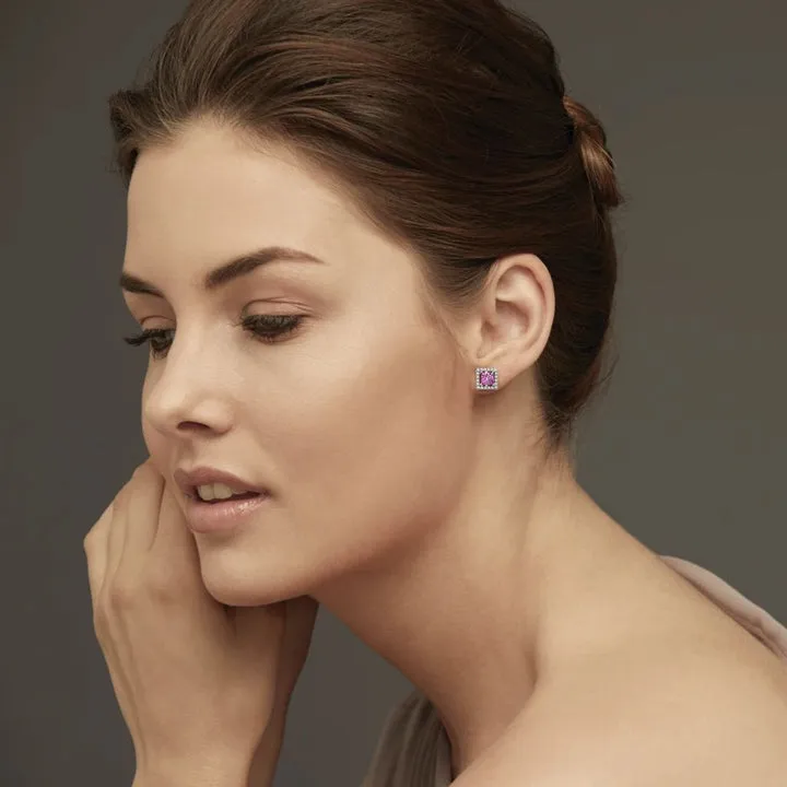 Serena Pink Sapphire Studs 925 Silver