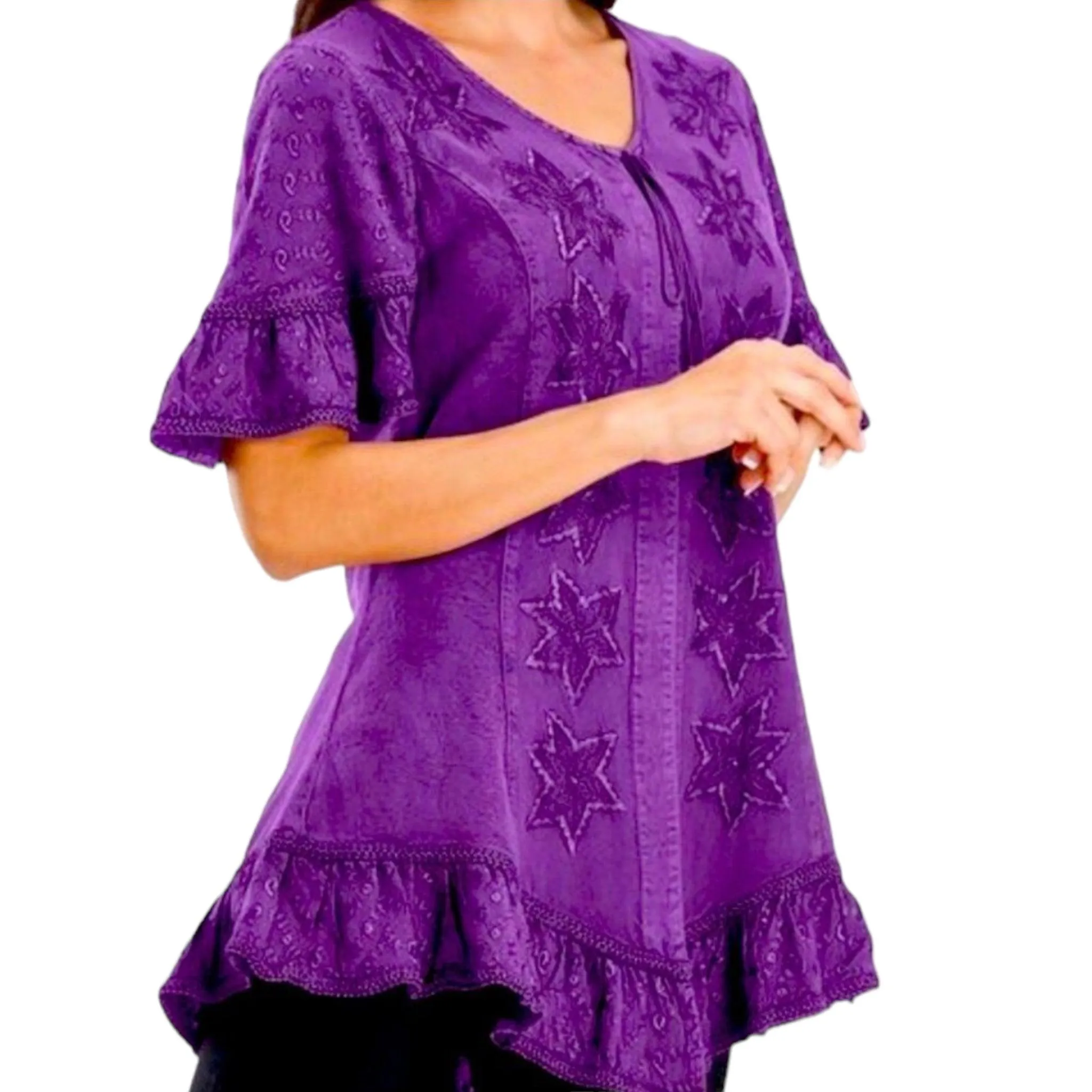 Short Sleeve Embroidered Renaissance Top