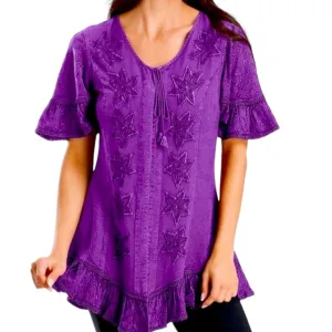 Short Sleeve Embroidered Renaissance Top