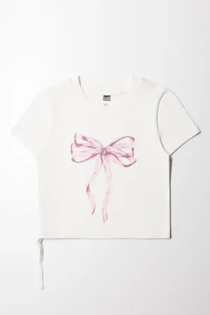 Side Tie Tee Pink Bow