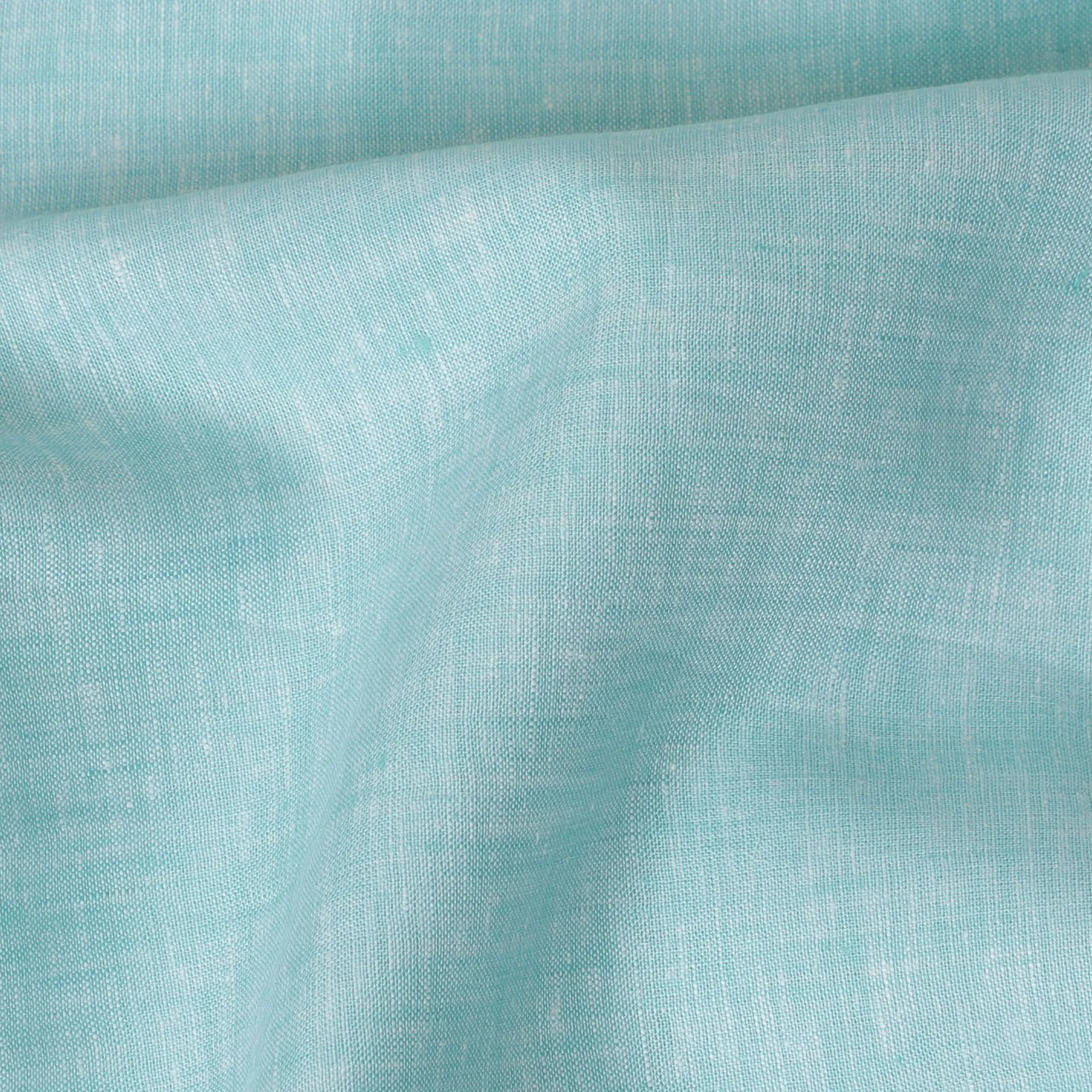 Sky Blue Plain Premium Pure Linen Fabric - 60 Lea Quality, 140 cm Width-D19938