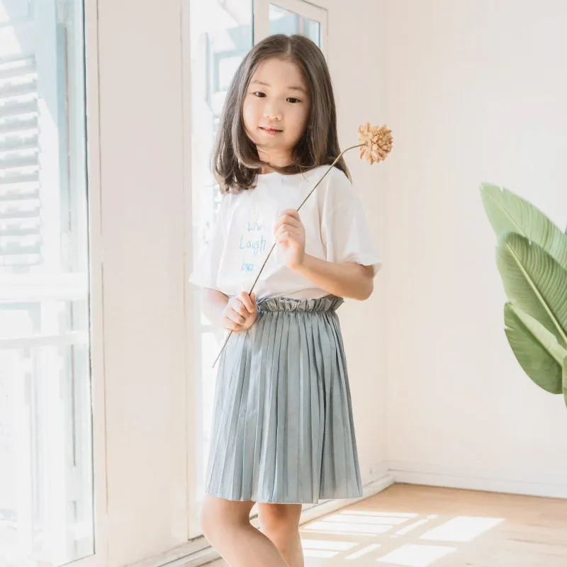 Soft Cotton Tee with Embroidery, Daisy White