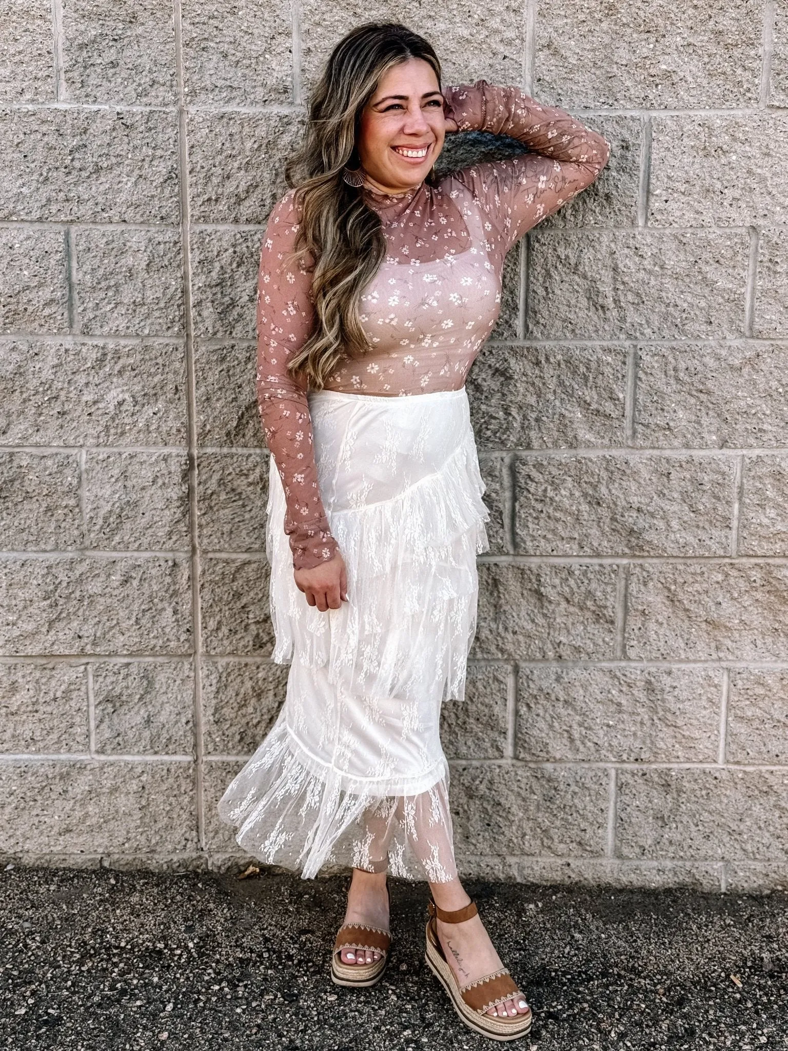 Starlit Embrace Asymmetrical Tiered Lace Skirt