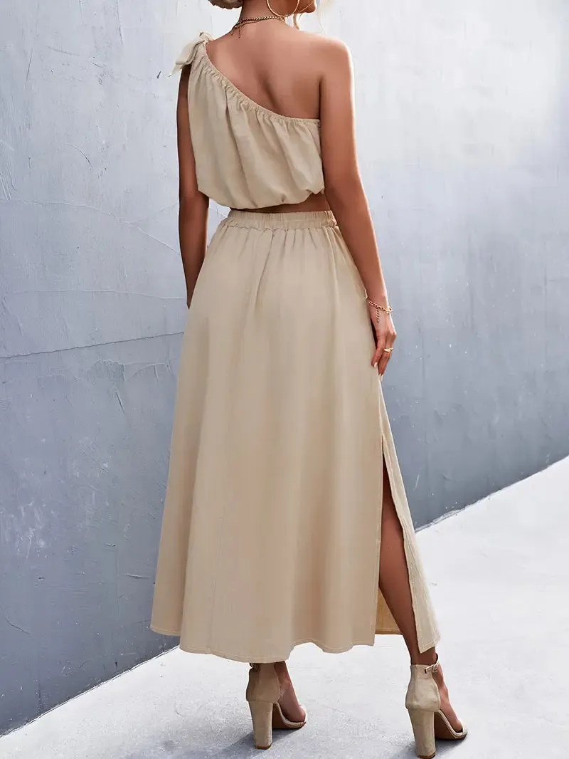 TastyHottie - Elegant Split Maxi Skirts Outfits Two-piece Set