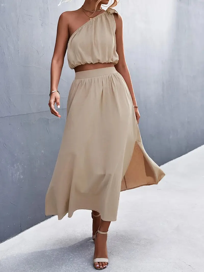 TastyHottie - Elegant Split Maxi Skirts Outfits Two-piece Set
