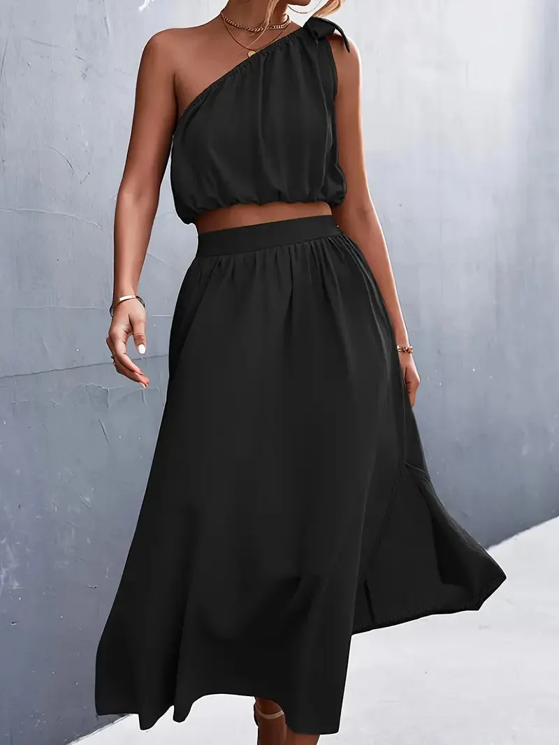 TastyHottie - Elegant Split Maxi Skirts Outfits Two-piece Set