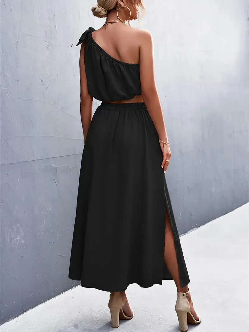 TastyHottie - Elegant Split Maxi Skirts Outfits Two-piece Set