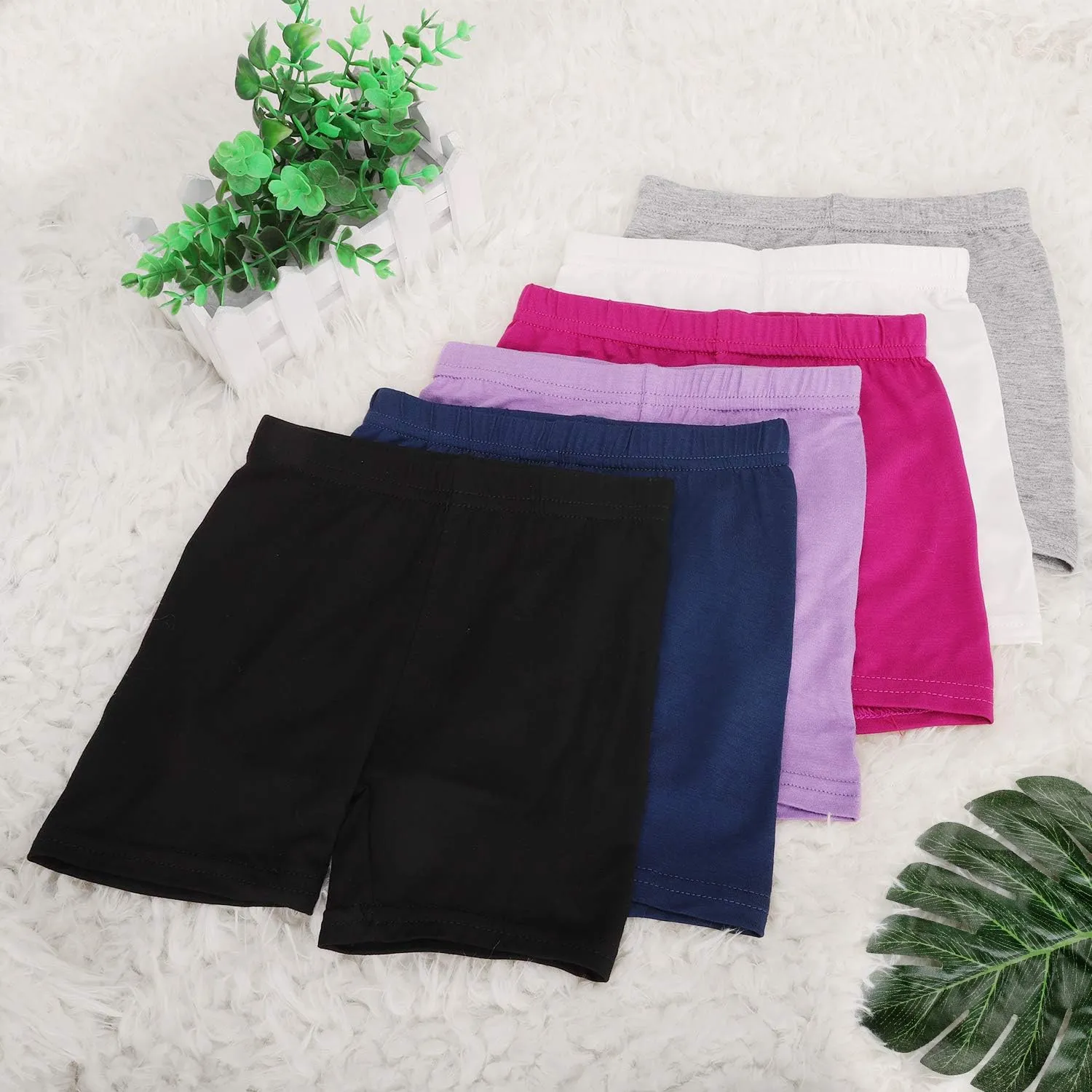 Tenpluszero 6 Pack Girls Bike Shorts Cartwheel Under Dress Short for Toddler Girls Dance Shorts Breathable and Safety