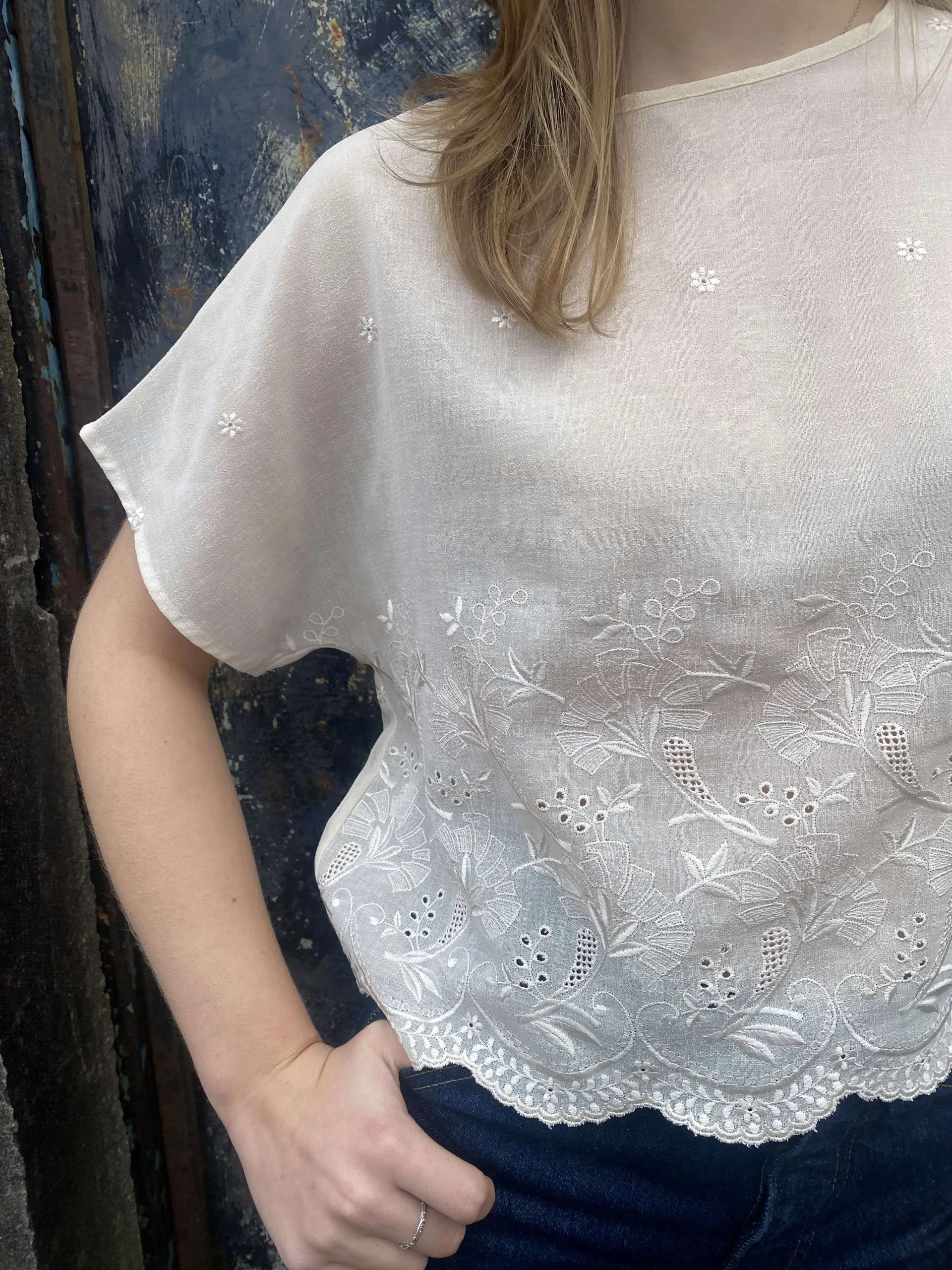 Timeless 1980s Cream Embroidered Blouse