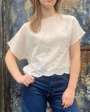 Timeless 1980s Cream Embroidered Blouse
