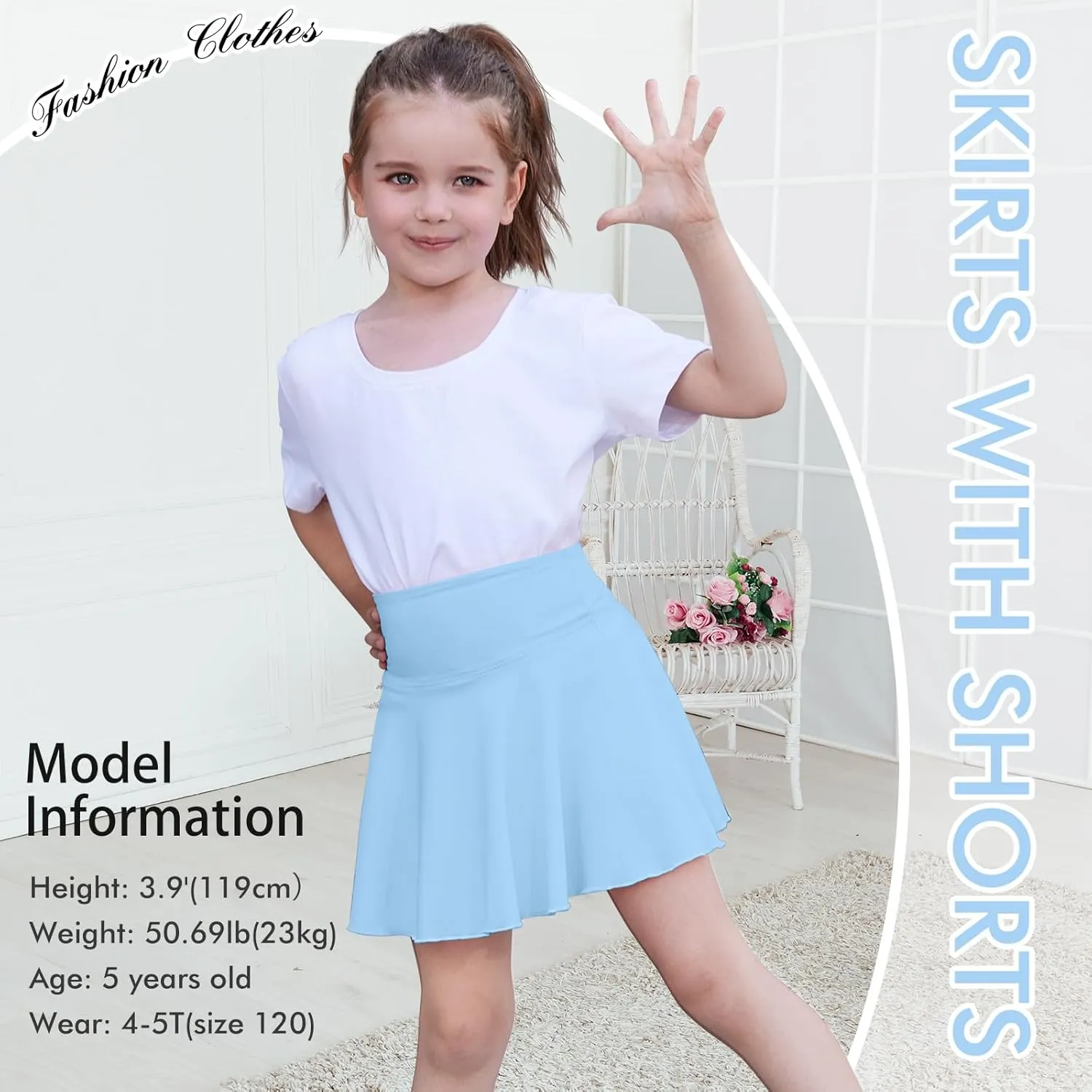 Toddler Baby Girl Skirts Flared Girls Mini Skorts Stretch Tennis Skater Uniform Athletic Skirts with Shorts Pockets