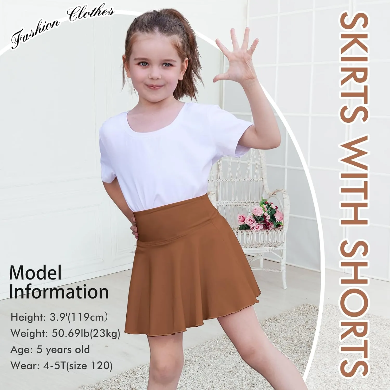 Toddler Baby Girl Skirts Flared Girls Mini Skorts Stretch Tennis Skater Uniform Athletic Skirts with Shorts Pockets