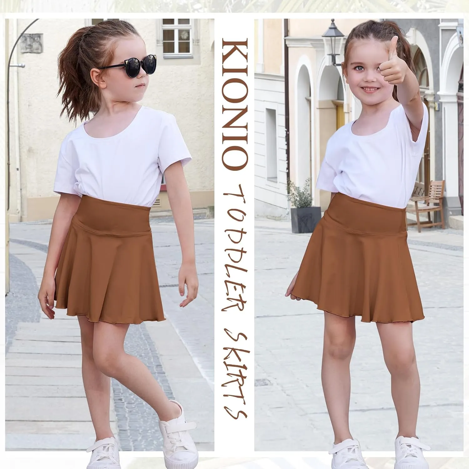 Toddler Baby Girl Skirts Flared Girls Mini Skorts Stretch Tennis Skater Uniform Athletic Skirts with Shorts Pockets