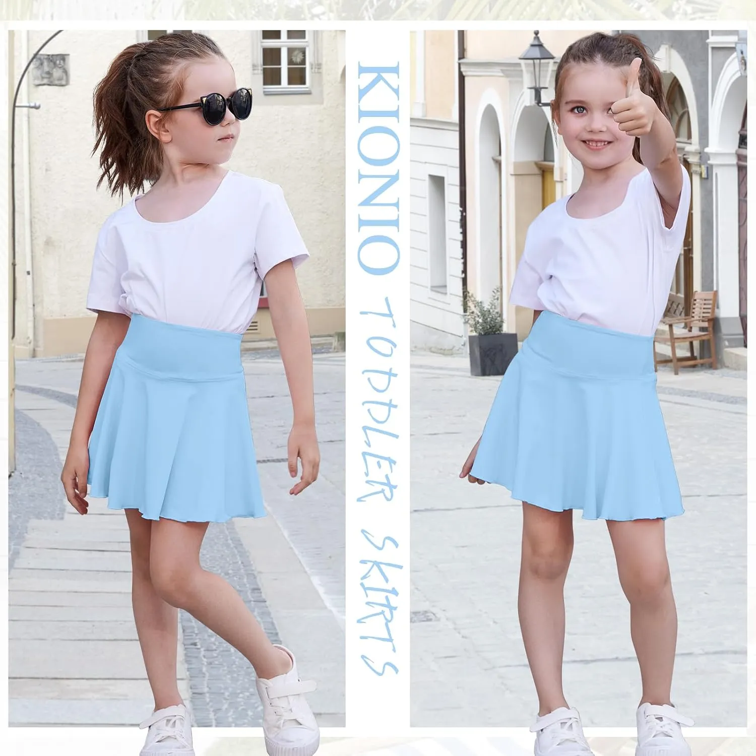 Toddler Baby Girl Skirts Flared Girls Mini Skorts Stretch Tennis Skater Uniform Athletic Skirts with Shorts Pockets