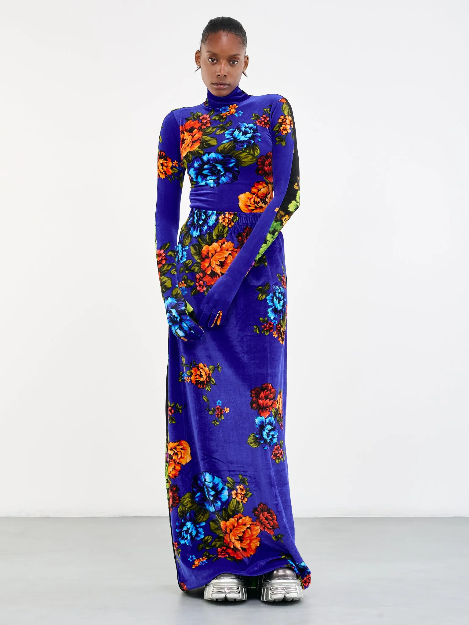 Velvet Floral Skirt (WE54SK140F-4000-FLORAL)