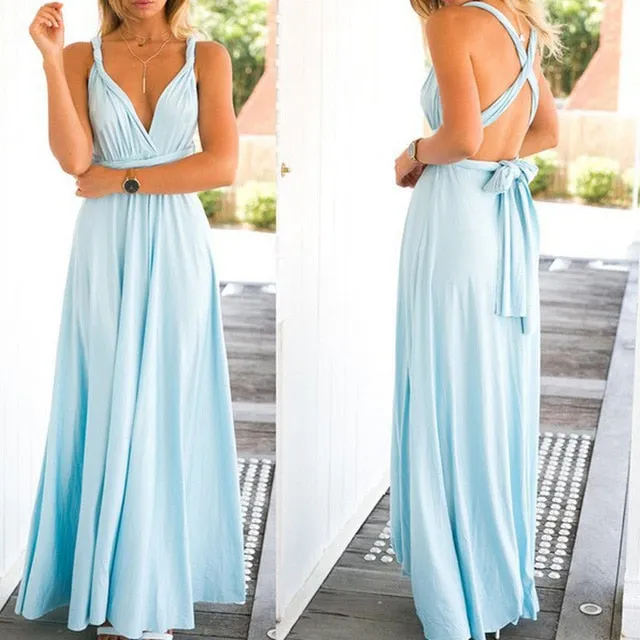 VenusFox Sexy Long Hollow Out Bridesmaid Maxi Dress