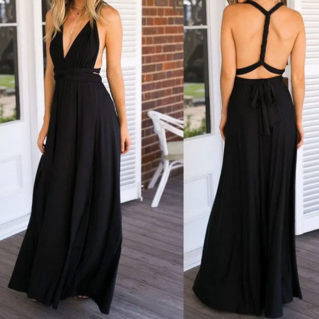 VenusFox Sexy Long Hollow Out Bridesmaid Maxi Dress
