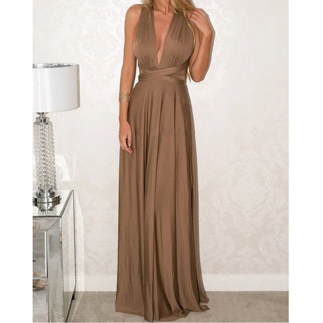 VenusFox Sexy Long Hollow Out Bridesmaid Maxi Dress