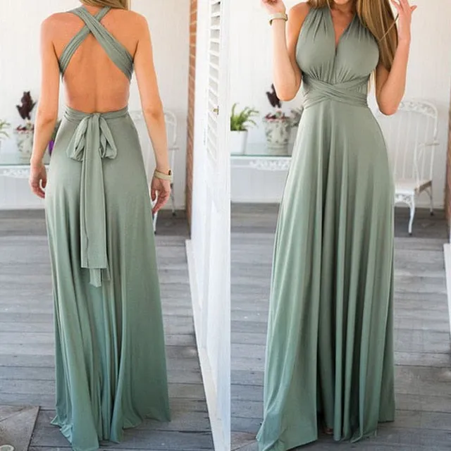 VenusFox Sexy Long Hollow Out Bridesmaid Maxi Dress