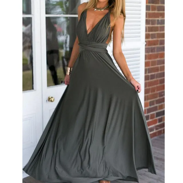 VenusFox Sexy Long Hollow Out Bridesmaid Maxi Dress