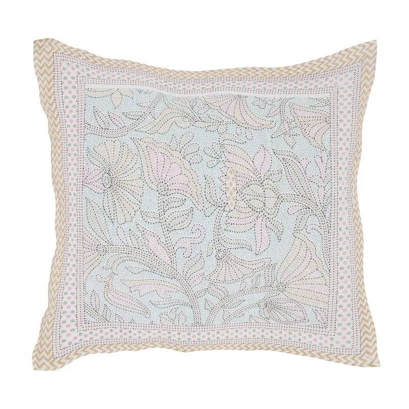 Viya Flora Diwan Set (Light Pink & Blue) - Eight Piece Set
