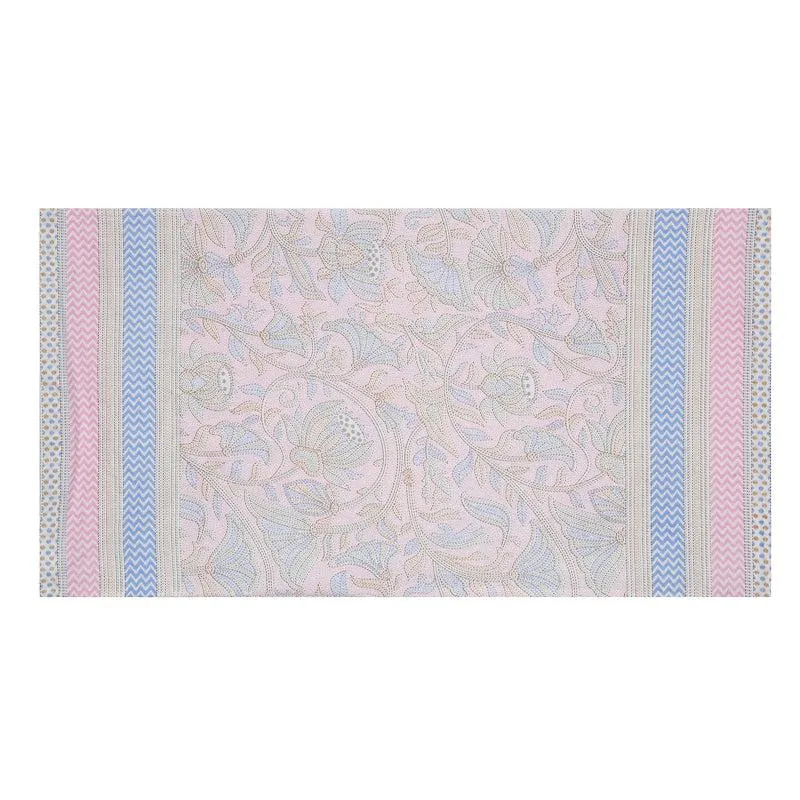 Viya Flora Diwan Set (Light Pink & Blue) - Eight Piece Set