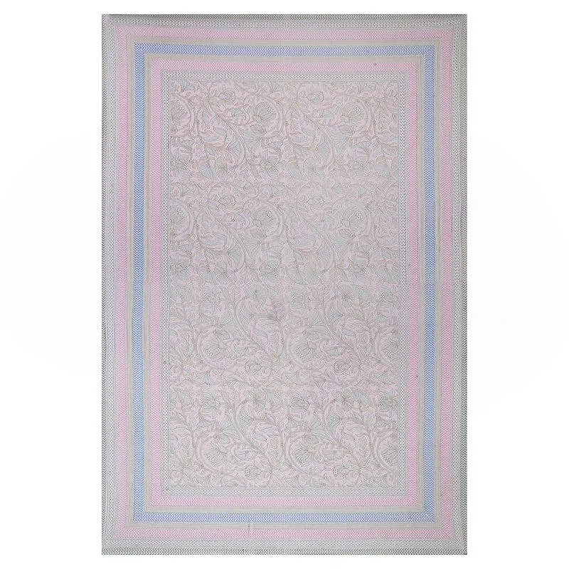 Viya Flora Diwan Set (Light Pink & Blue) - Eight Piece Set