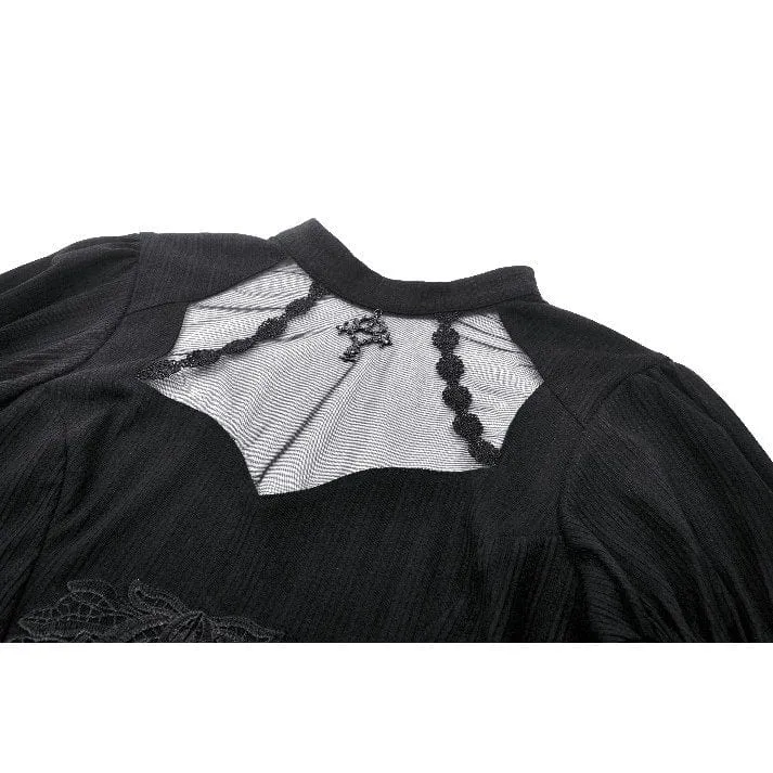 Women's Gothic Cut-out Mesh Long Sleeved Shirt
