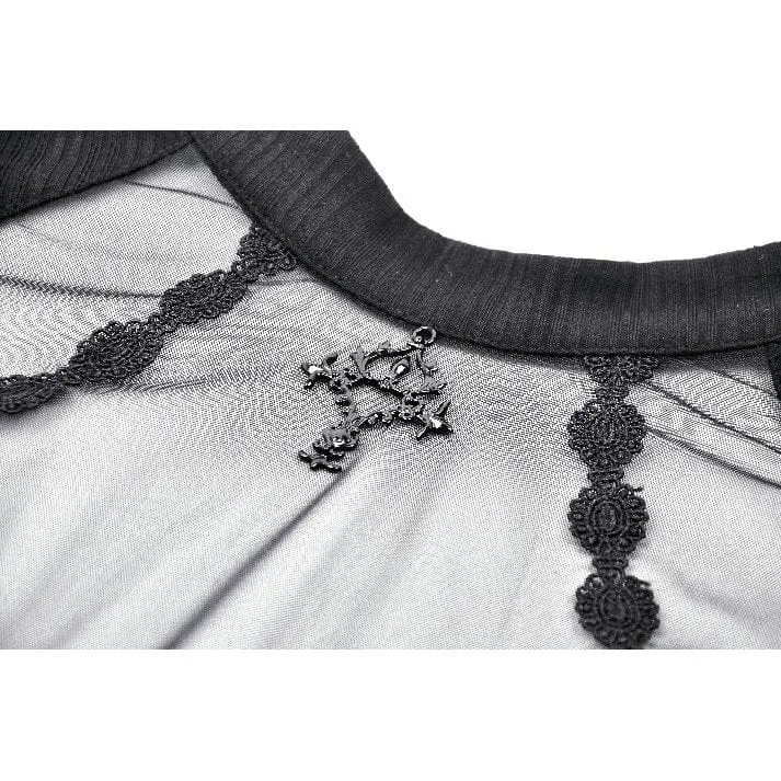 Women's Gothic Cut-out Mesh Long Sleeved Shirt