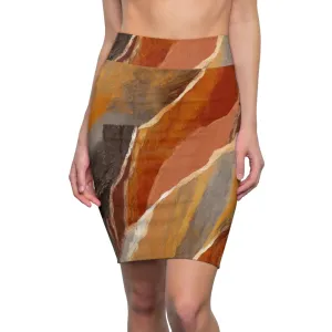 Womens Pencil Skirt - Abstract Stone Pattern 59731