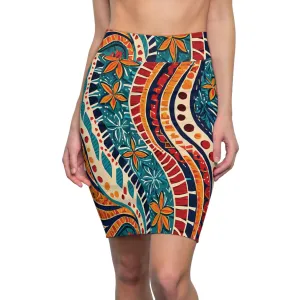 Womens Pencil Skirt - Abstract Vibrant Multicolor Pattern 61374