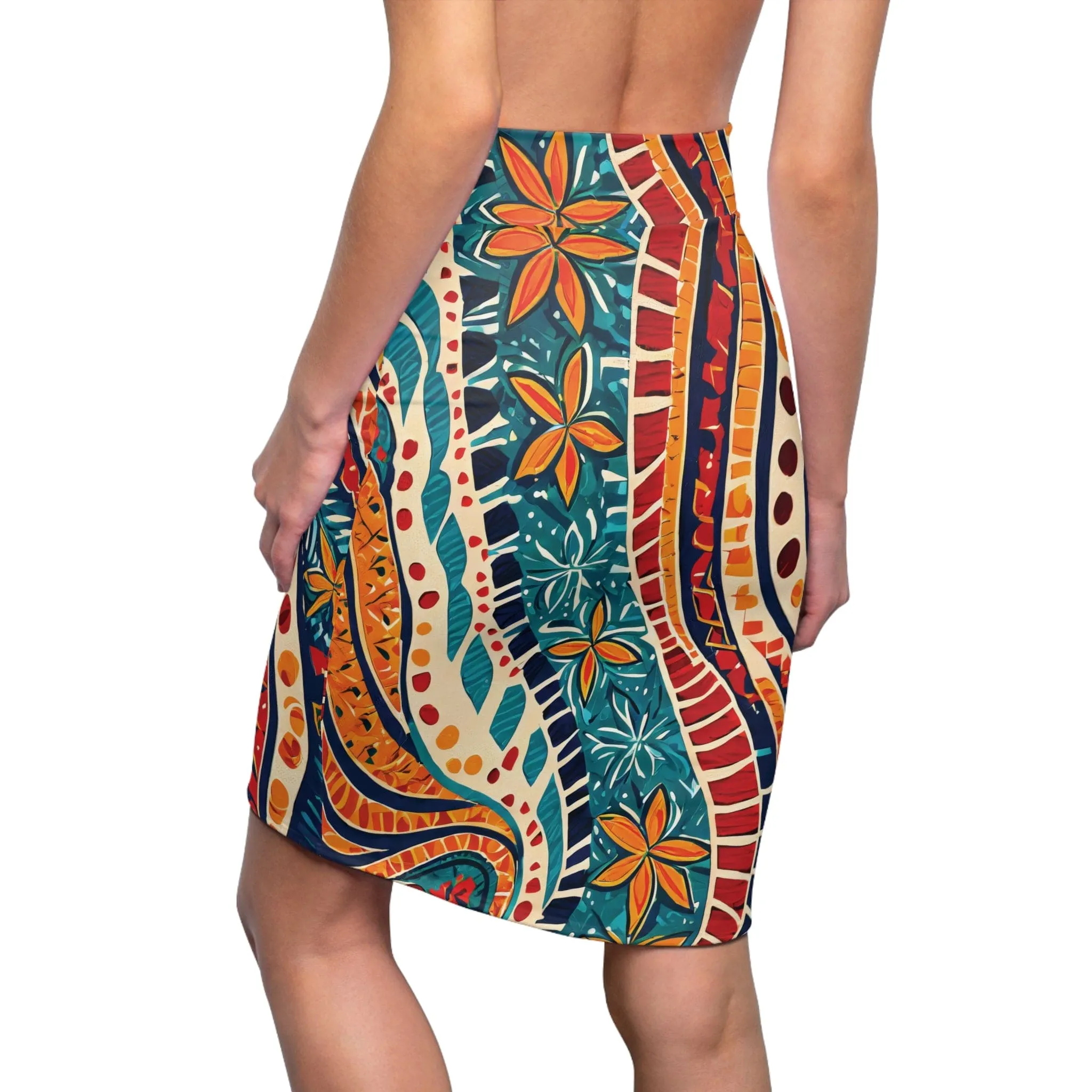 Womens Pencil Skirt - Abstract Vibrant Multicolor Pattern 61374