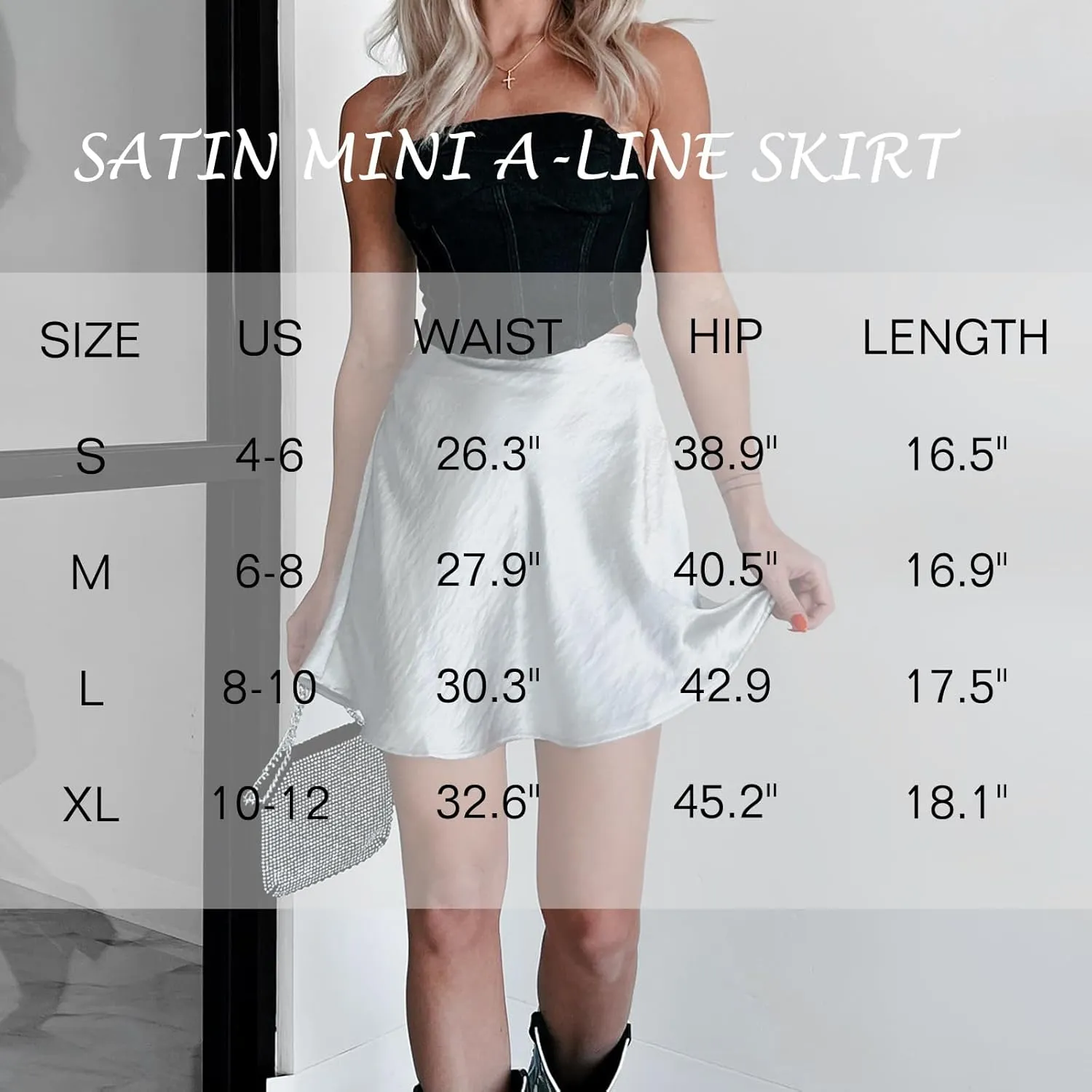 Womens Satin Mini Skirt Elastic Waist A Line Silk Mini Short Skirts for Women
