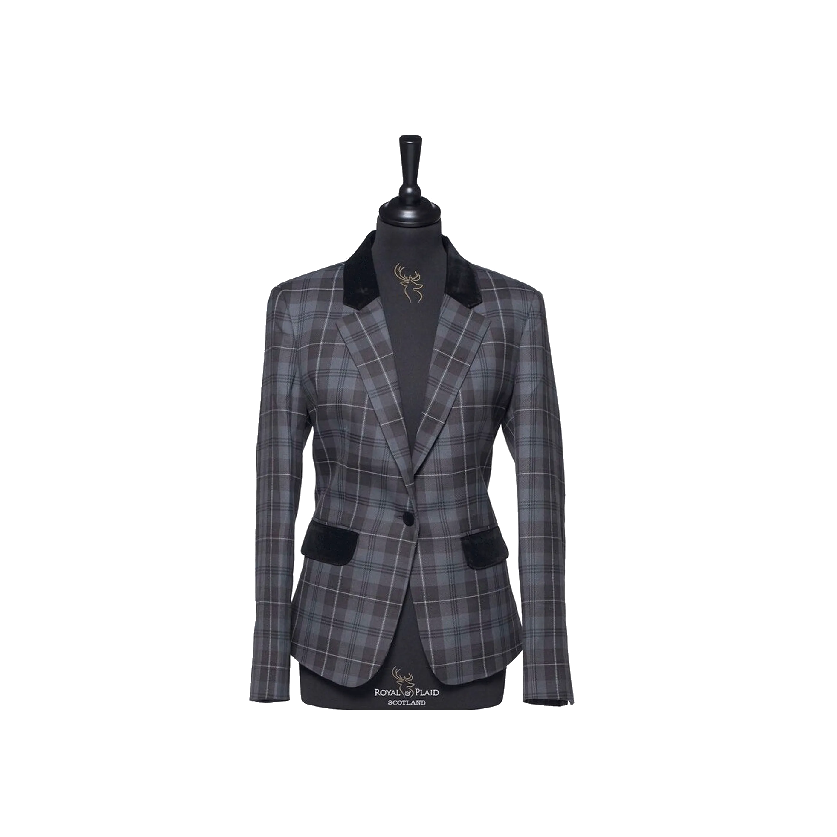Womens Tartan Blazer - Granite Grey